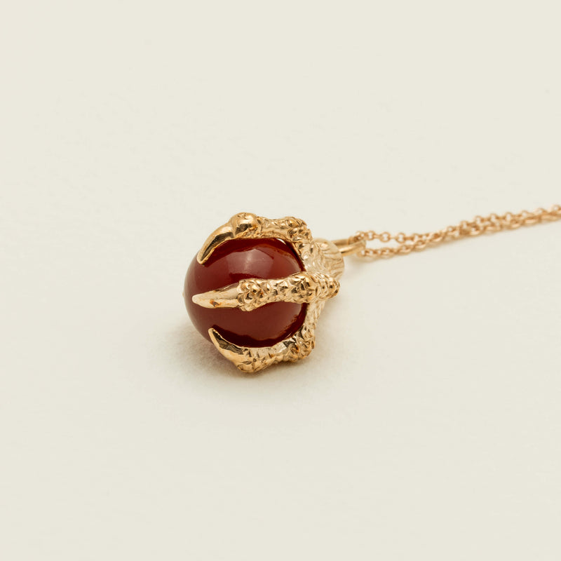 Deja Vu 9ct Yellow Gold Eagle Claw with Carnelian Pendant - Necklace - Walker & Hall