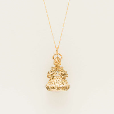 Deja Vu Rolled Gold Ornate Carnelian Seal Pendant - Necklace - Walker & Hall