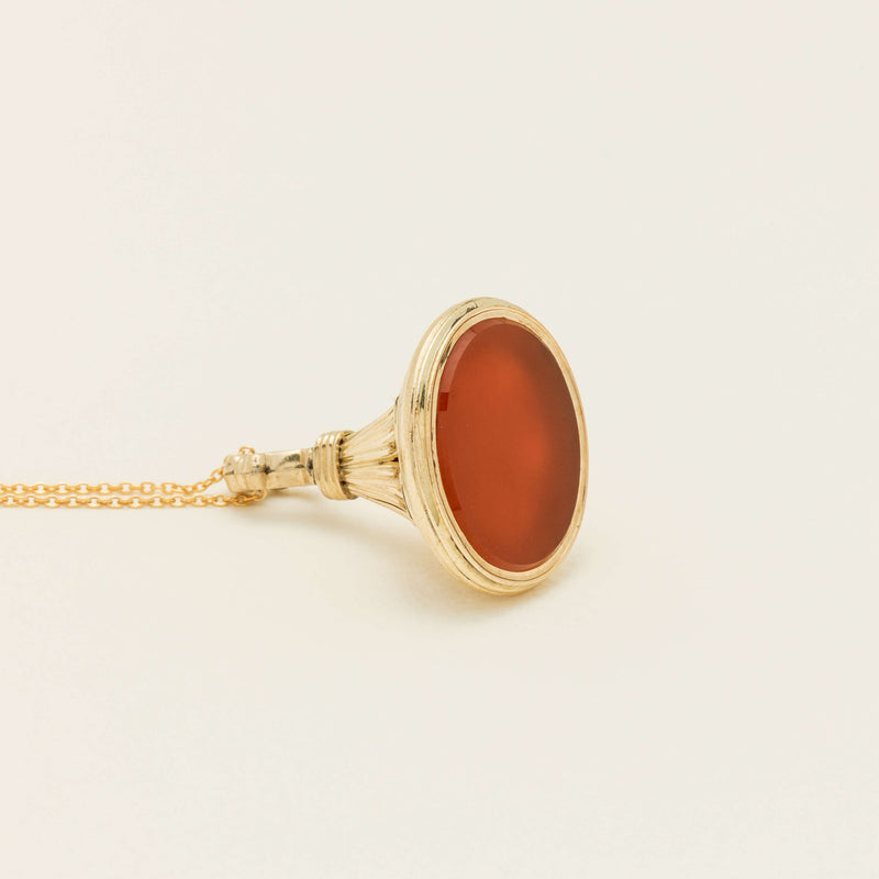 Deja Vu Rolled Gold Carnelian Seal Pendant - Necklace - Walker & Hall
