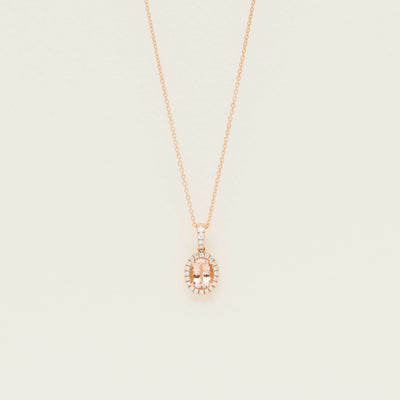 18ct Yellow Gold Oval Morganite & Diamond Nina Pendant