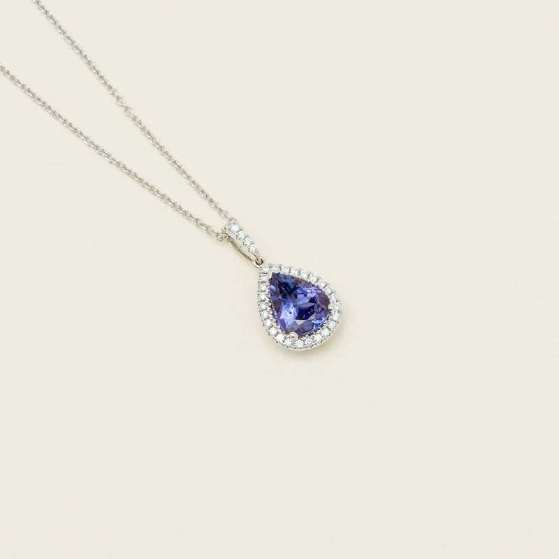 18ct White Gold 1.70ct Tanzanite Diamond Sierra Pendant
