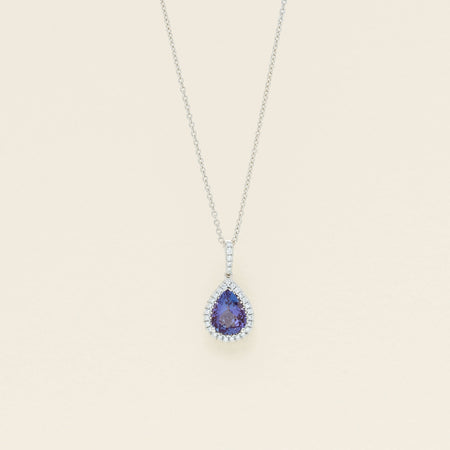 18ct White Gold 1.70ct Tanzanite Diamond Sierra Pendant - Necklace - Walker & Hall