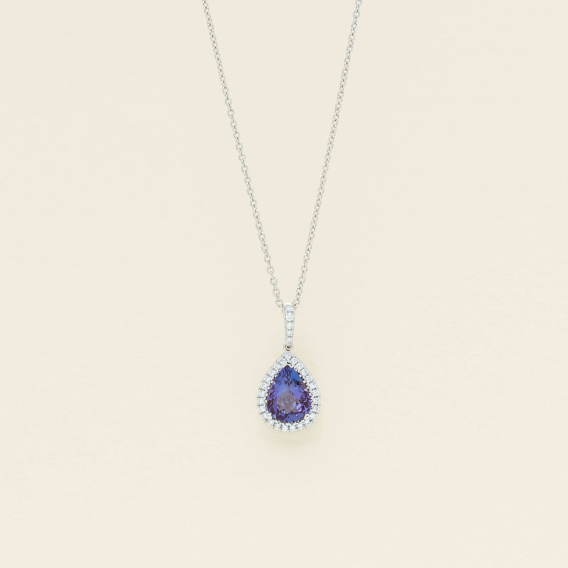 18ct White Gold 1.70ct Tanzanite Diamond Sierra Pendant