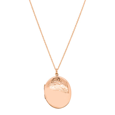 Vintage 9ct Rose Gold Oval Locket-Necklace-Walker & Hall