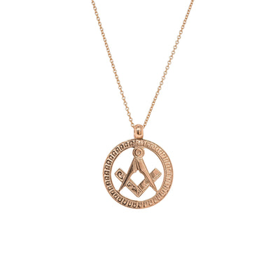 Deja Vu 9ct Rose Gold Masonic Pendant With Chain-Necklace-Walker & Hall