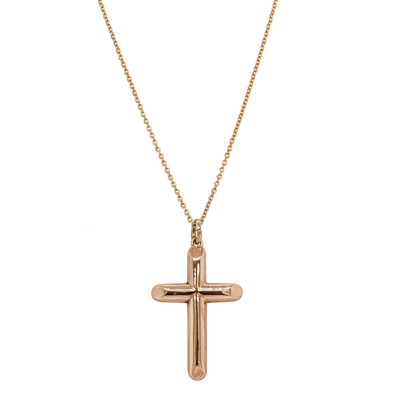Deja Vu 9ct Yellow Gold Hollow Cross Pendant With Chain - Necklace - Walker & Hall