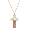 Vintage 9ct Rose Gold Engraved Cross Pendant - Necklace - Walker & Hall