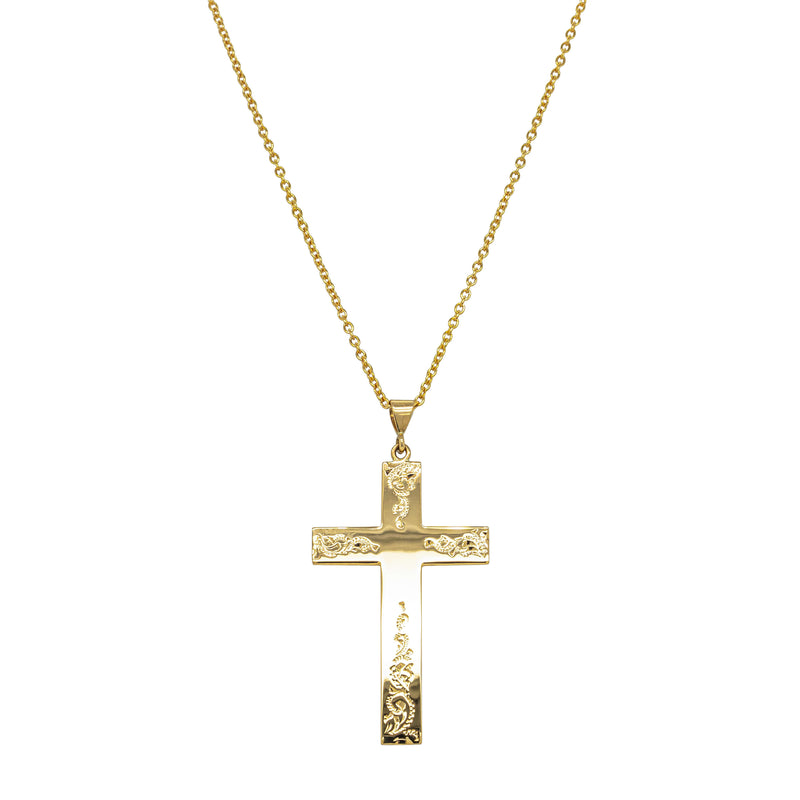 Deja Vu 18ct Yellow Gold Cross Pendant with Chain - Necklace - Walker & Hall