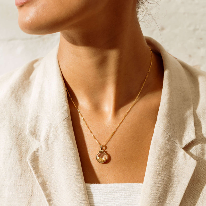 Deja Vu 14ct Yellow Gold Pendant with 22ct Gold Flakes - Necklace - Walker & Hall