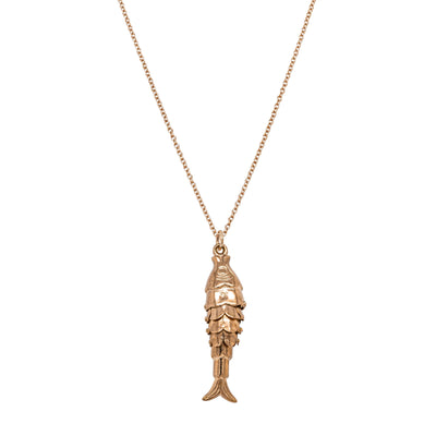 Deja Vu 9ct Yellow Gold Articulated Fish Pendant with Chain - Necklace - Walker & Hall