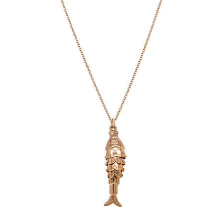 Deja Vu 9ct Yellow Gold Articulated Fish Pendant with Chain - Necklace - Walker & Hall