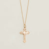 Vintage 9ct Rose Gold Hollow Gothic Engraved Cross Pendant - Necklace - Walker & Hall