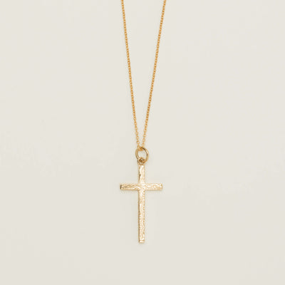 Deja Vu 9ct Yellow Gold Engraved Cross Pendant - Necklace - Walker & Hall