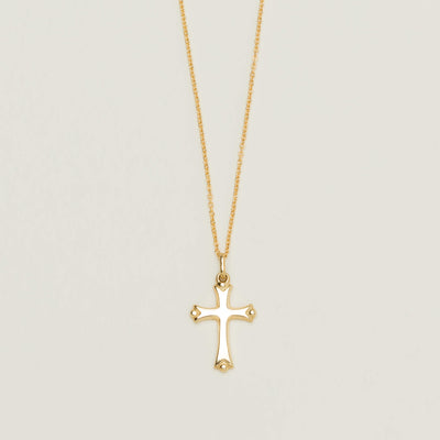 Deja Vu 9ct Yellow Gold Flared Latin Cross Pendant - Necklace - Walker & Hall