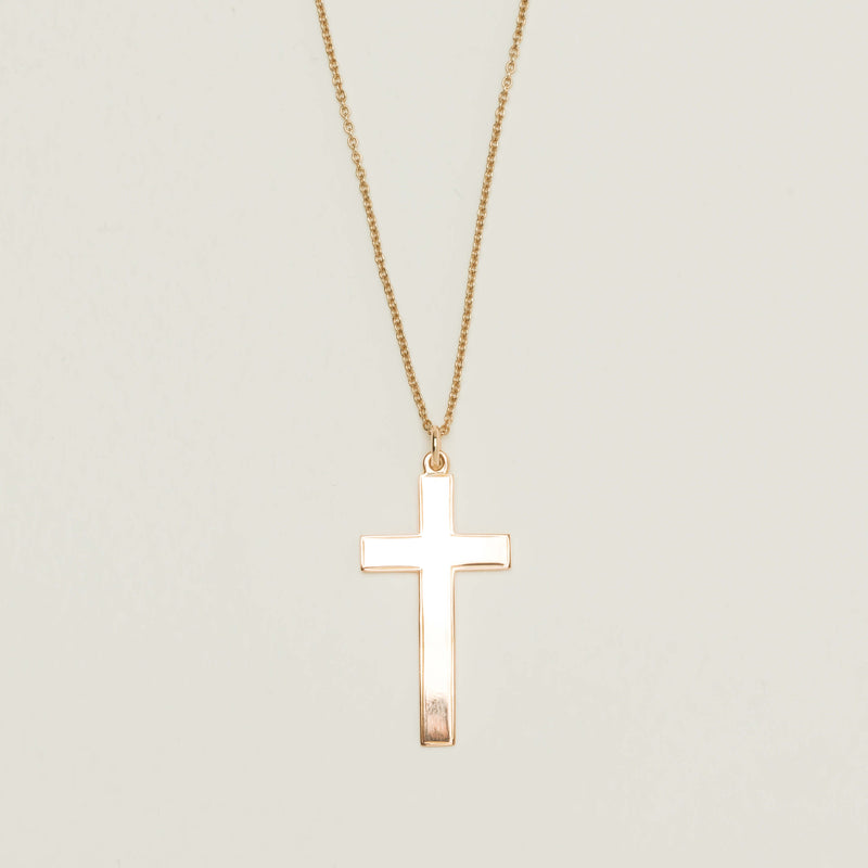 Deja Vu 9ct Rose Gold Classic Cross Pendant With Chain - Necklace - Walker & Hall