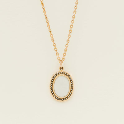 Vintage 18ct Yellow Gold Seed Pearl Set Oval Pendant