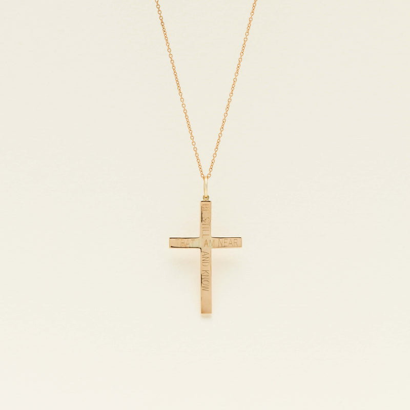 Deja Vu 9ct Rose Gold 'Psalm 46:10' Cross Pendant - Necklace - Walker & Hall