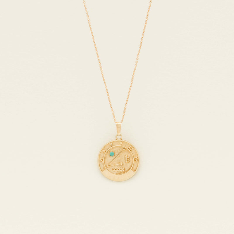 Deja Vu 9ct Yellow Gold Turquoise Aquarius Pendant - Necklace - Walker & Hall