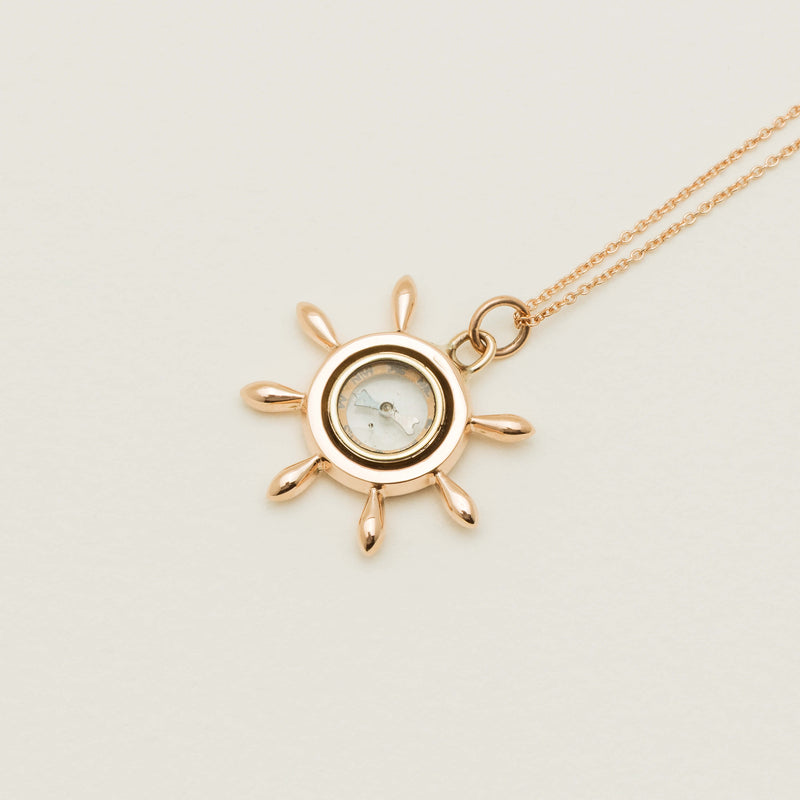 Vintage 9ct Rose Gold Ship's Wheel Compass Pendant - Pendant - Walker & Hall