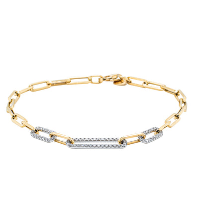 18ct Yellow & White Gold .29ct Diamond Link Bracelet-Bracelet-Walker & Hall