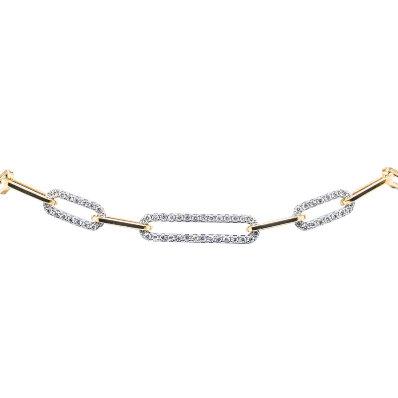 18ct Yellow & White Gold .29ct Diamond Link Bracelet-Bracelet-Walker & Hall