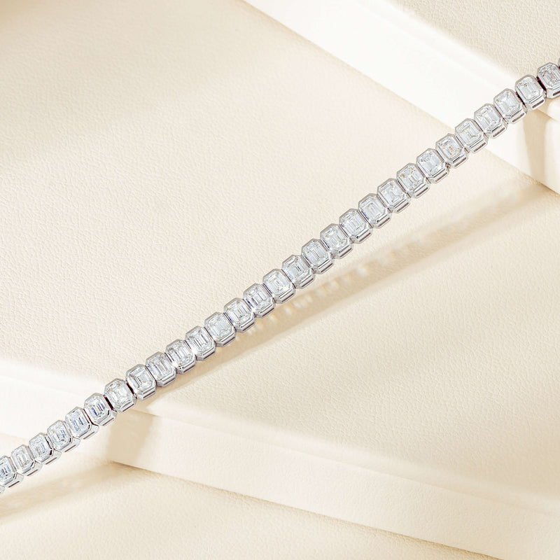 18ct White Gold 5.47ct Emerald-Cut Diamond Tennis Bracelet - Bracelet - Walker & Hall