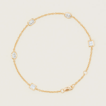 18ct Yellow Gold Diamond Natalia Mixed-Cut Bracelet