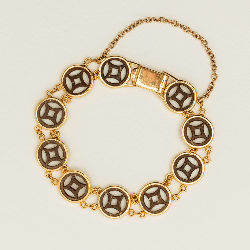 Vintage 22ct Yellow Gold Black Disc Bracelet - Bracelet - Walker & Hall