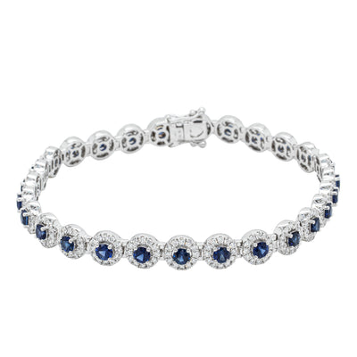 18ct White Gold 3.59ct Sapphire & Diamond Eclipse Bracelet-Bracelet-Walker & Hall