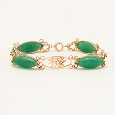 Deja Vu 7ct Rose Gold Chrysoprase Fu Lu Shou Bracelet - Bracelet - Walker & Hall