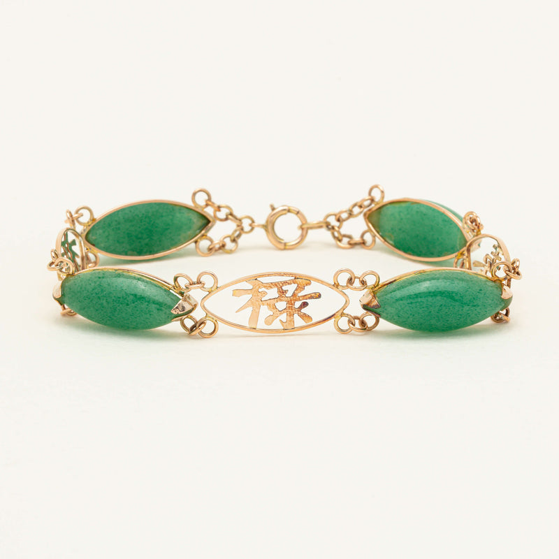 Deja Vu 7ct Rose Gold Chrysoprase Fu Lu Shou Bracelet - Bracelet - Walker & Hall