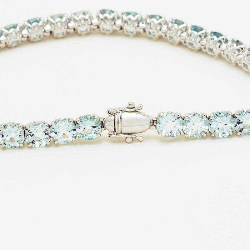 18ct White Gold 19.01ct Aquamarine Octavia Tennis Bracelet - Bracelet - Walker & Hall
