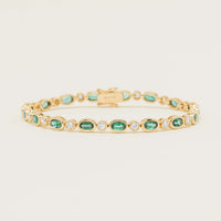 18ct Yellow Gold Oval Emerald & Diamond Natalia Bracelet - Bracelet - Walker & Hall