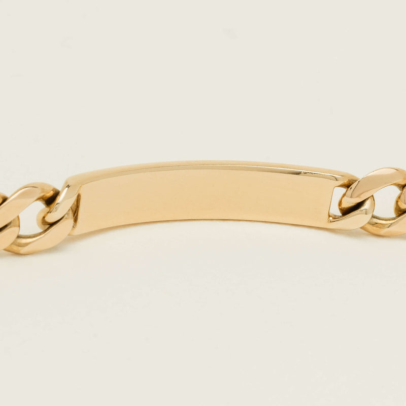 9ct Yellow Gold Curb Link ID Bracelet 22cm