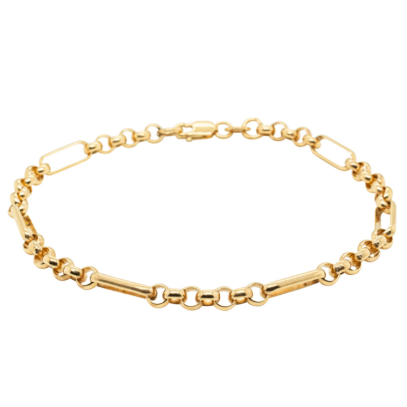 9ct Yellow Gold Figaro Belcher Bracelet-Bracelet-Walker & Hall