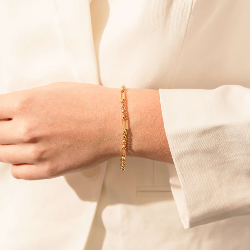 9ct Yellow Gold Figaro Belcher Bracelet-Bracelet-Walker & Hall
