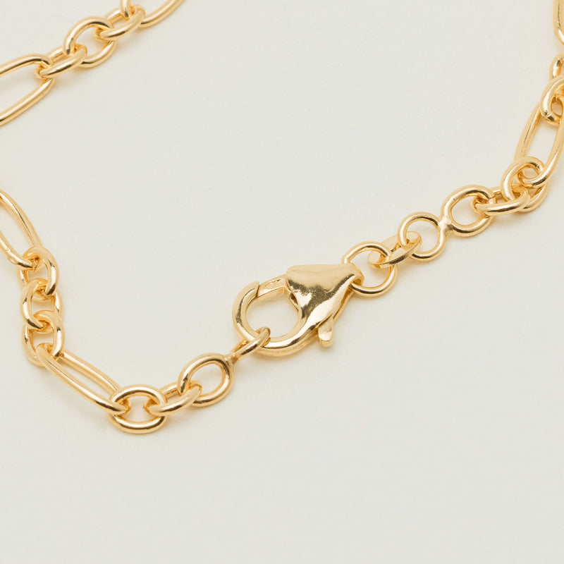 9ct Yellow Gold Oval Figaro Bracelet - Bracelet - Walker & Hall