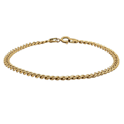 Deja Vu 14ct Yellow Gold Flat Curb Link Bracelet 20cm - Bracelet - Walker & Hall