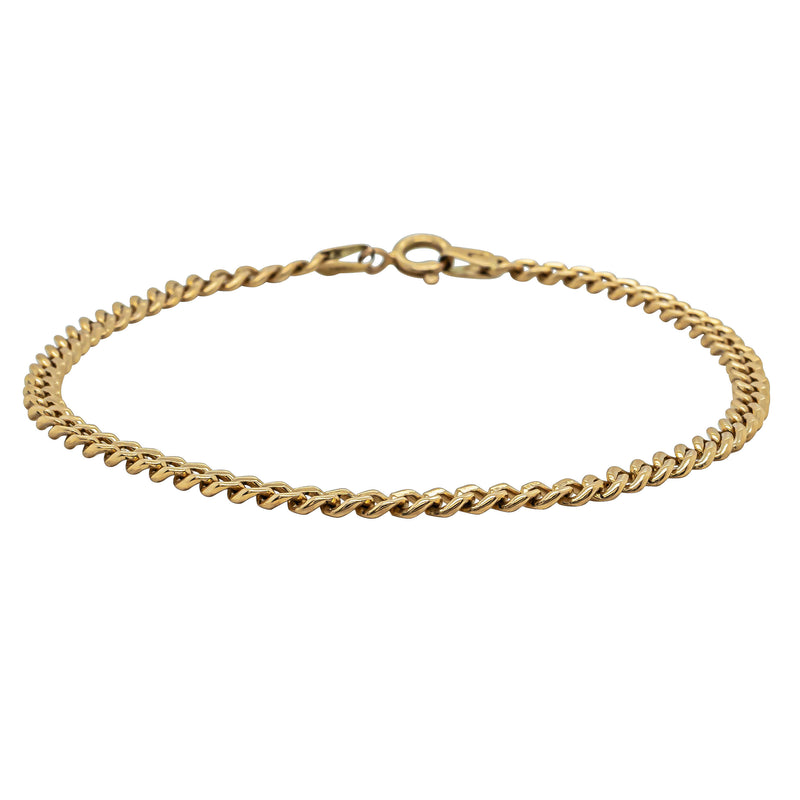 Deja Vu 14ct Yellow Gold Flat Curb Link Bracelet 20cm - Bracelet - Walker & Hall