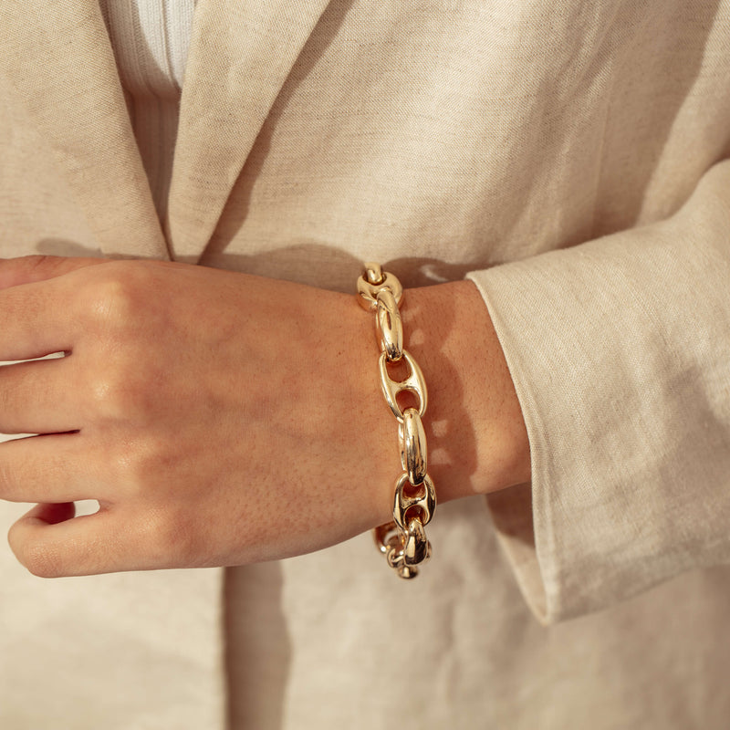 Vintage 14ct Yellow Heavy Anchor Link Bracelet 22cm - Bracelet - Walker & Hall