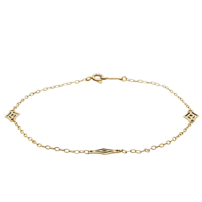 Deja Vu 10ct Yellow Gold Fancy Link Motif Bracelet - Bracelet - Walker & Hall