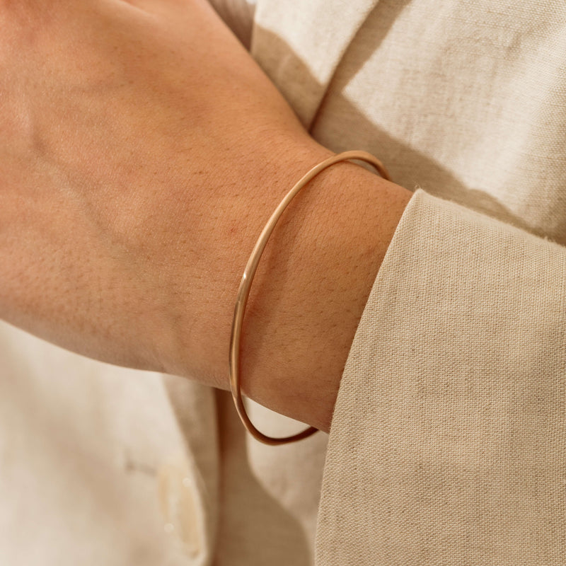 Deja Vu 9ct Rose Gold Freeform Satin Finish Bangle - Bracelet - Walker & Hall
