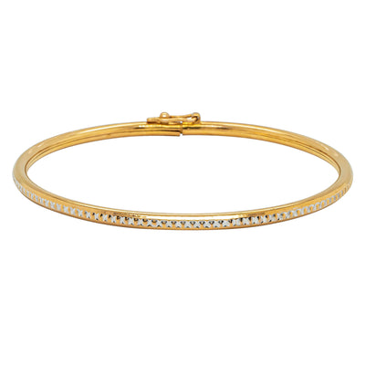 Deja Vu 22ct Yellow Gold Rhodium Plated Hollow Bangle - Bracelet - Walker & Hall