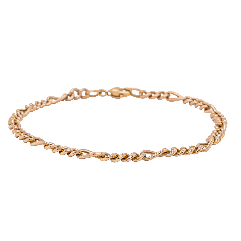 Deja Vu 15ct Rose & 18ct Yellow Gold Figaro Bracelet 18.5cm - Bracelet - Walker & Hall