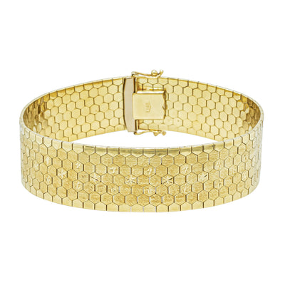 Deja Vu 14ct Yellow Gold Mesh Link Bracelet 20.5cm - Bracelet - Walker & Hall
