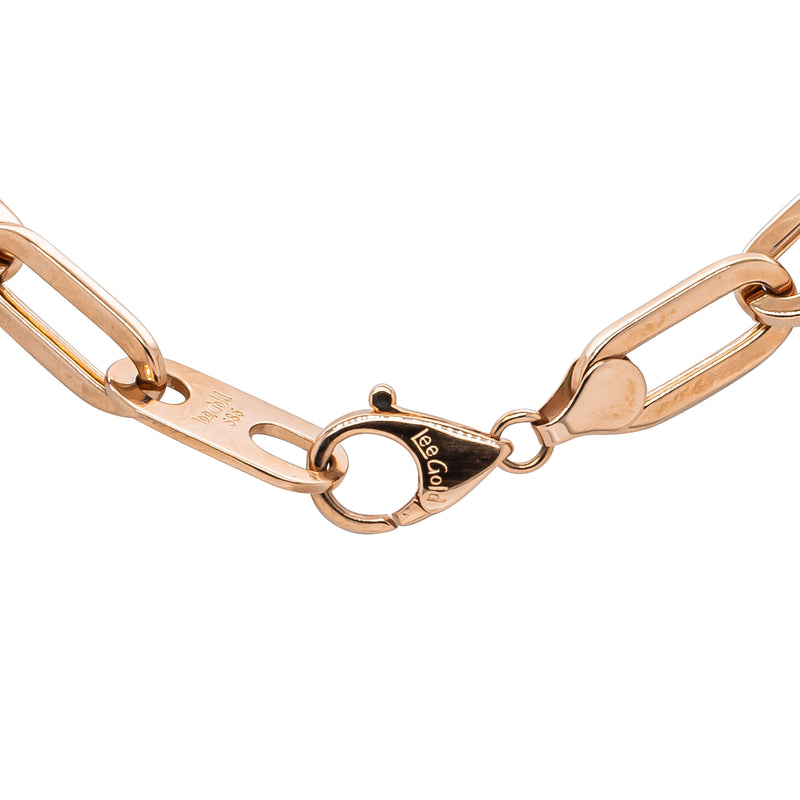 Deja Vu 14ct Rose Gold Hollow Long Link Bracelet 19.5cm - Bracelet - Walker & Hall