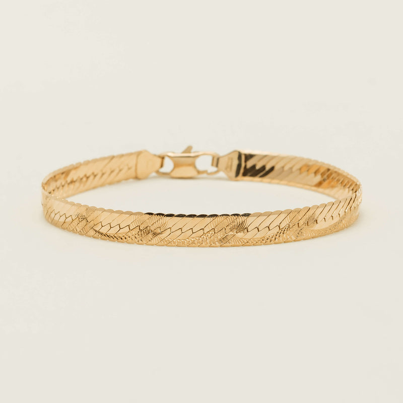 Deja Vu 14ct Yellow Gold Flat Ribbon-Style Bracelet - Bracelet - Walker & Hall