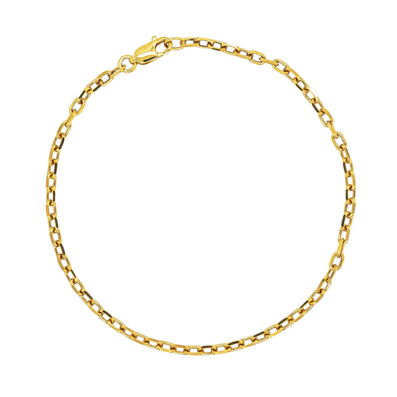 Deja Vu 9ct Yellow Gold Faceted Cable Bracelet 22cm - Bracelet - Walker & Hall