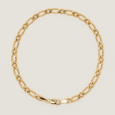 Deja Vu 18ct Yellow Gold Figaro Bracelet 20cm - Bracelet - Walker & Hall