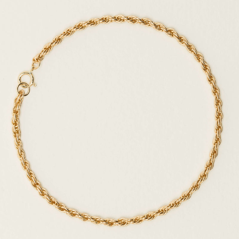 Deja Vu 14ct Yellow Gold Rope Link Bracelet 19cm
